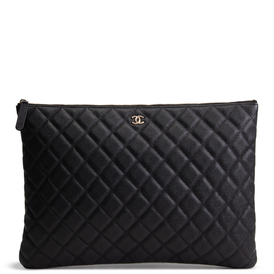 CHANEL Caviar Large O-Case - Black