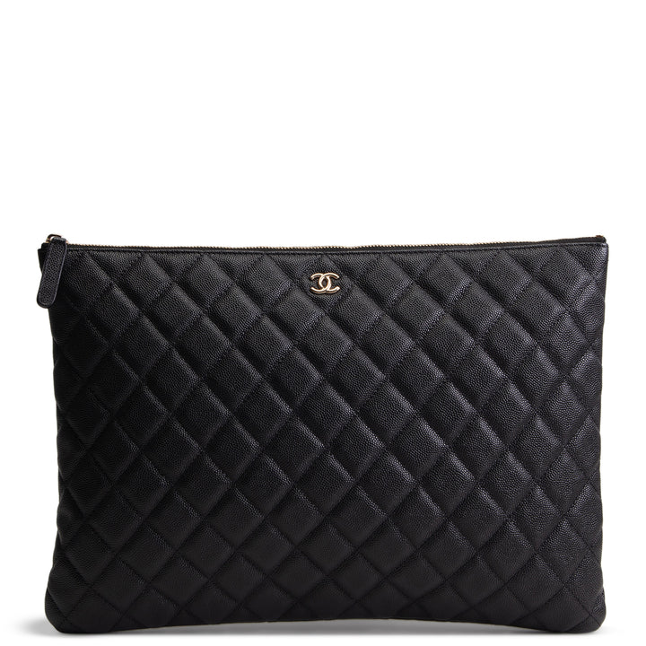 CHANEL Caviar Large O-Case - Black