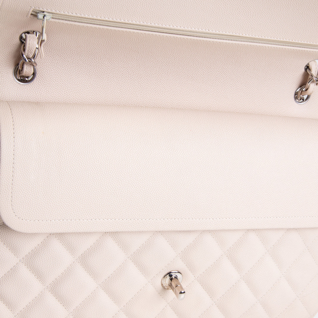 CHANEL Caviar Jumbo Double Flap Bag - Light Beige