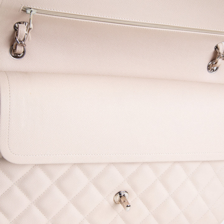 CHANEL Caviar Jumbo Double Flap Bag - Light Beige