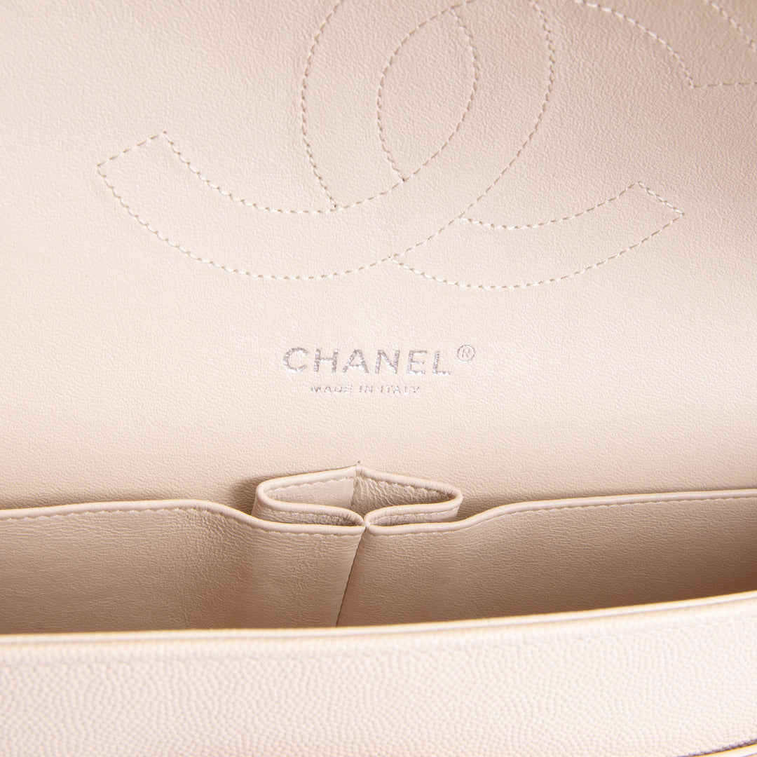 CHANEL Caviar Jumbo Double Flap Bag - Light Beige