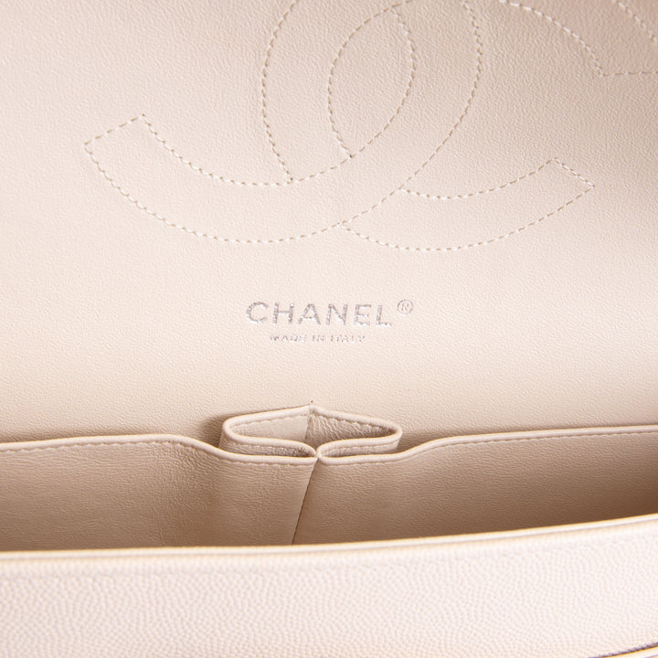 CHANEL Caviar Jumbo Double Flap Bag - Light Beige