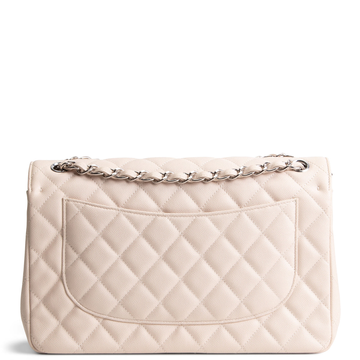 CHANEL Caviar Jumbo Double Flap Bag - Light Beige