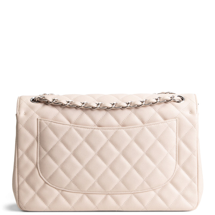 CHANEL Caviar Jumbo Double Flap Bag - Light Beige