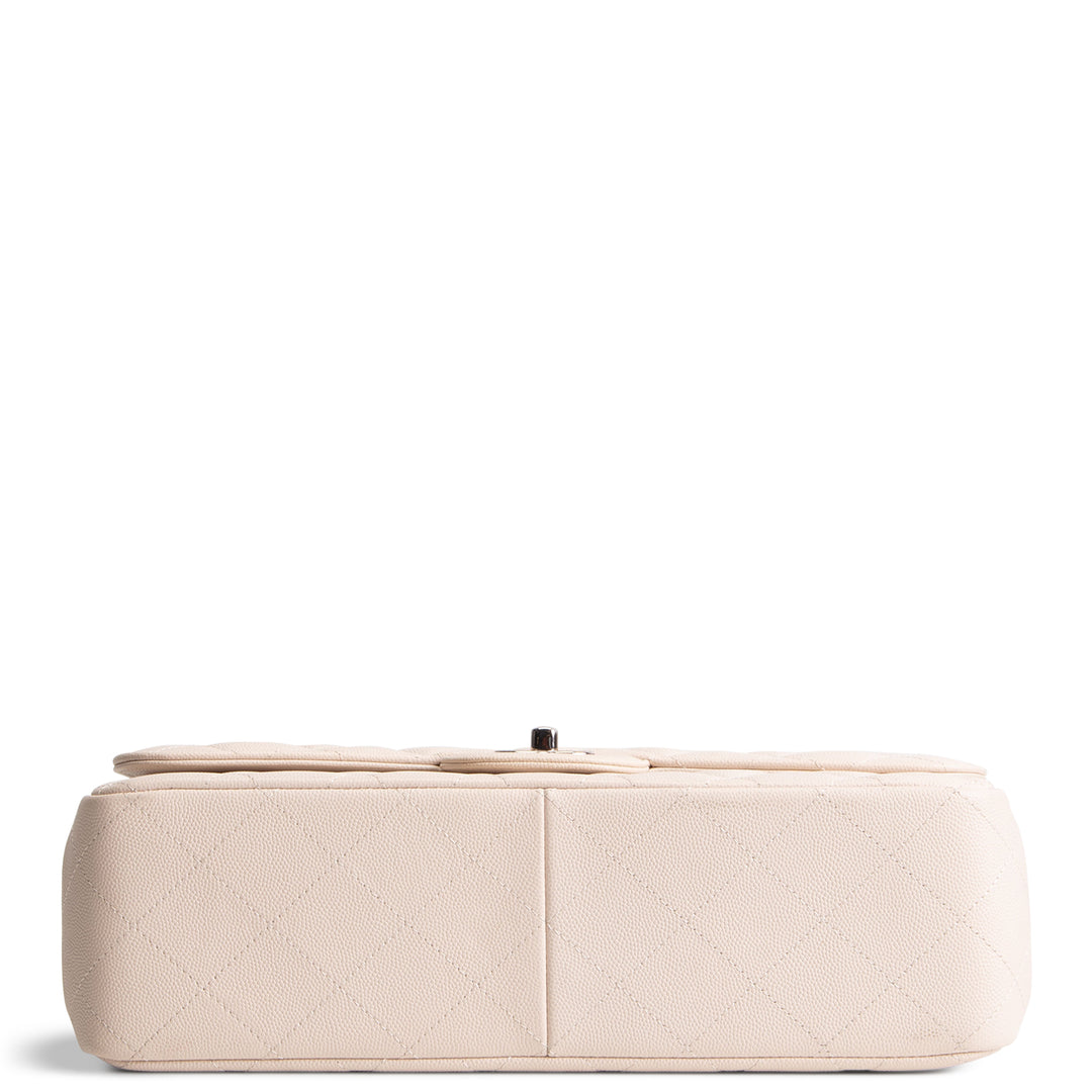 CHANEL Caviar Jumbo Double Flap Bag - Light Beige