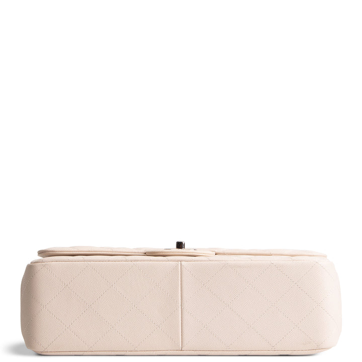CHANEL Caviar Jumbo Double Flap Bag - Light Beige