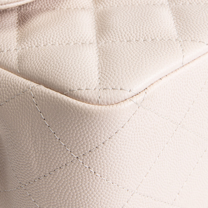 CHANEL Caviar Jumbo Double Flap Bag - Light Beige