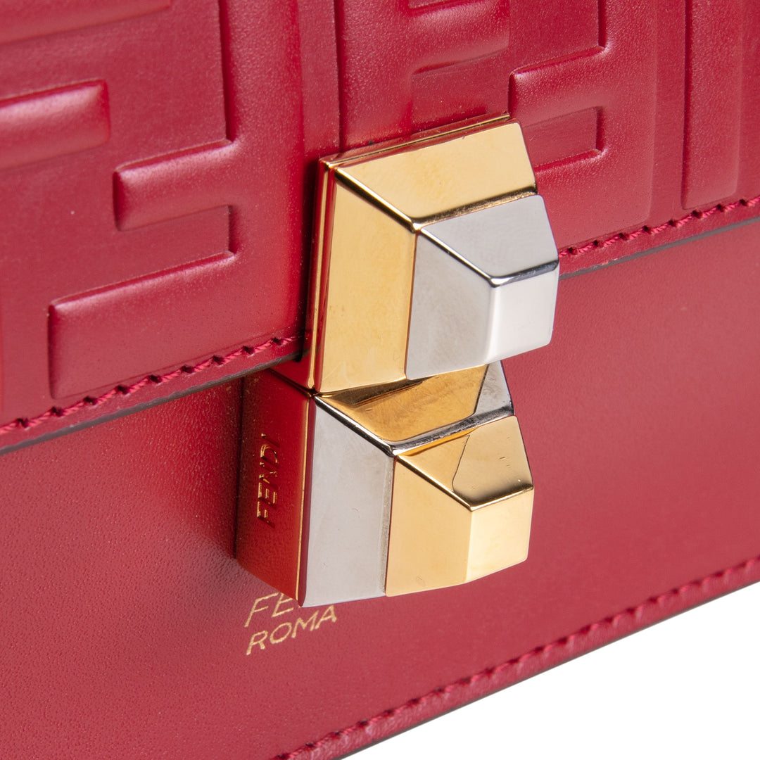 FENDI FF Embossed Kan I Shoulder Bag - Red