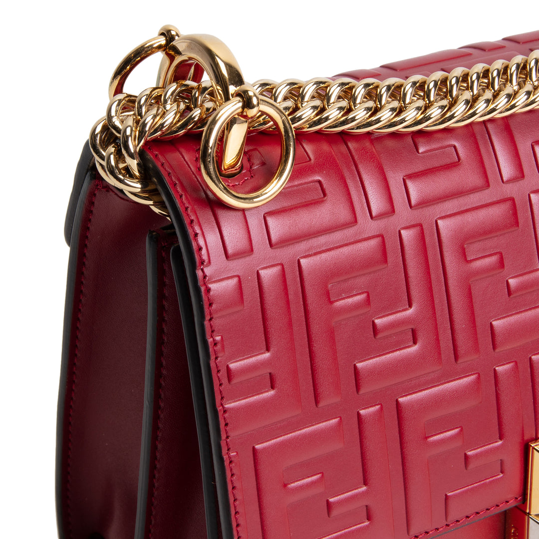 FENDI FF Embossed Kan I Shoulder Bag - Red