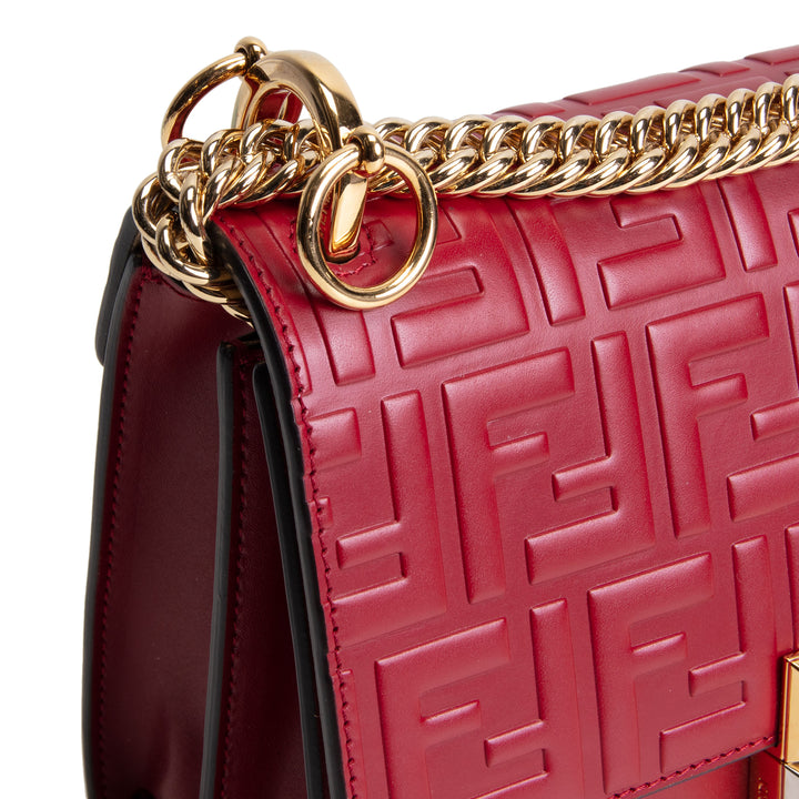 FENDI FF Embossed Kan I Shoulder Bag - Red