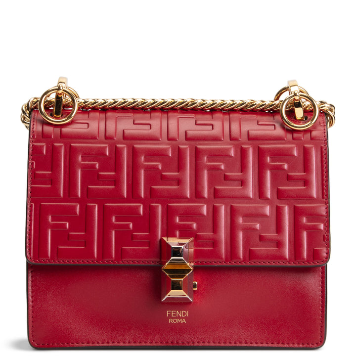 FENDI FF Embossed Kan I Shoulder Bag - Red