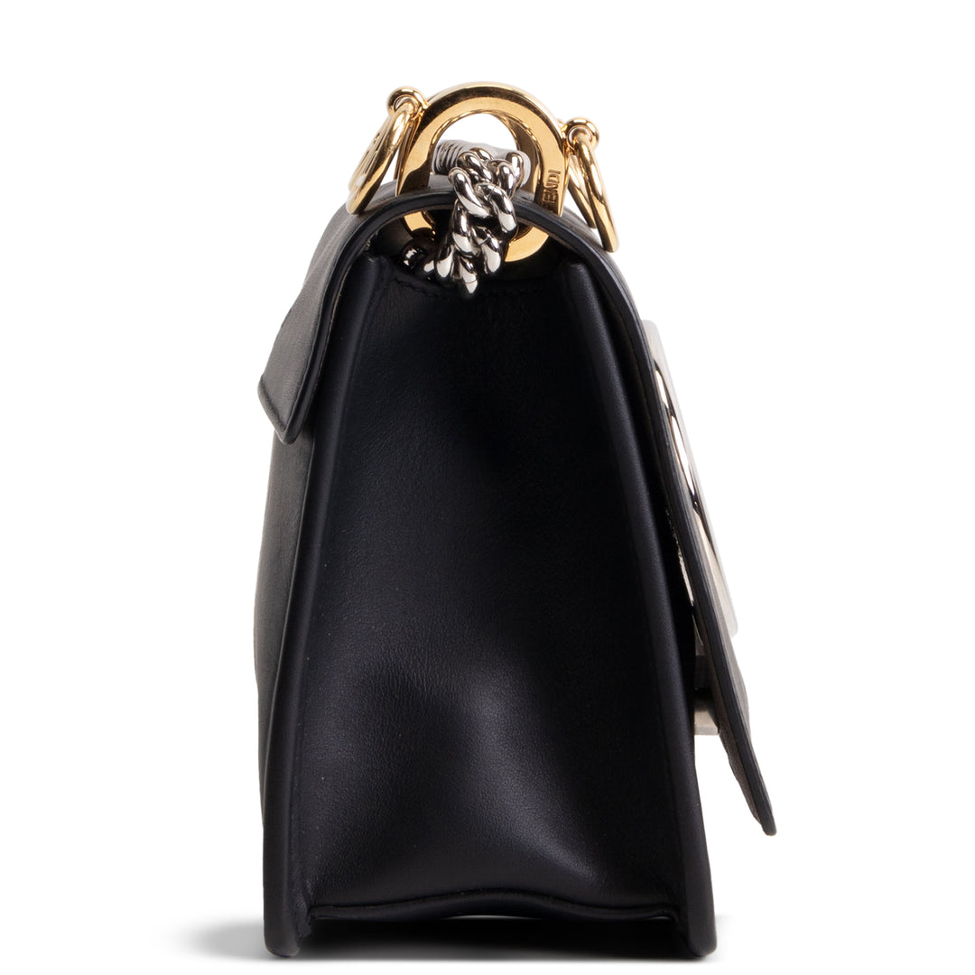 FENDI Leather Kan I F Shoulder Bag - Black