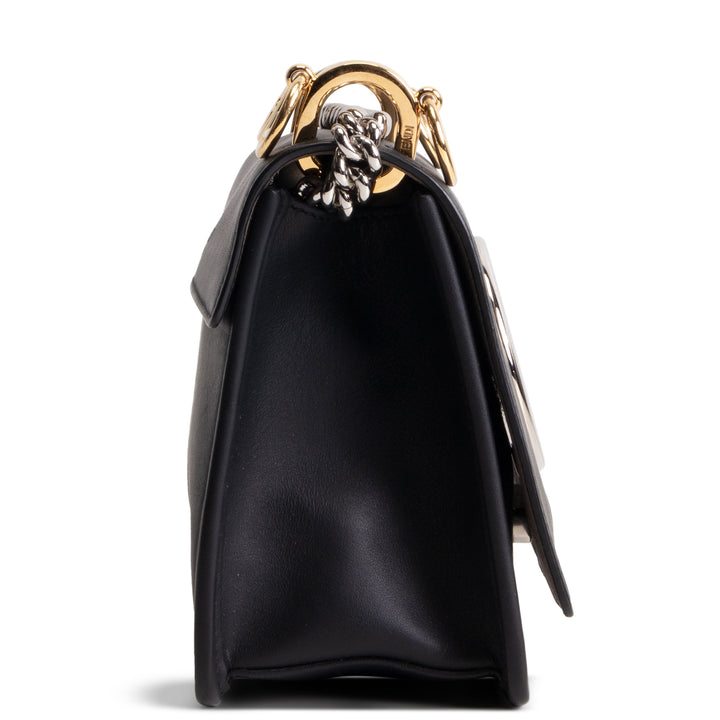 FENDI Leather Kan I F Shoulder Bag - Black