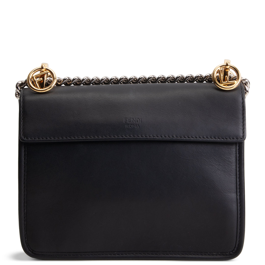 FENDI Leather Kan I F Shoulder Bag - Black
