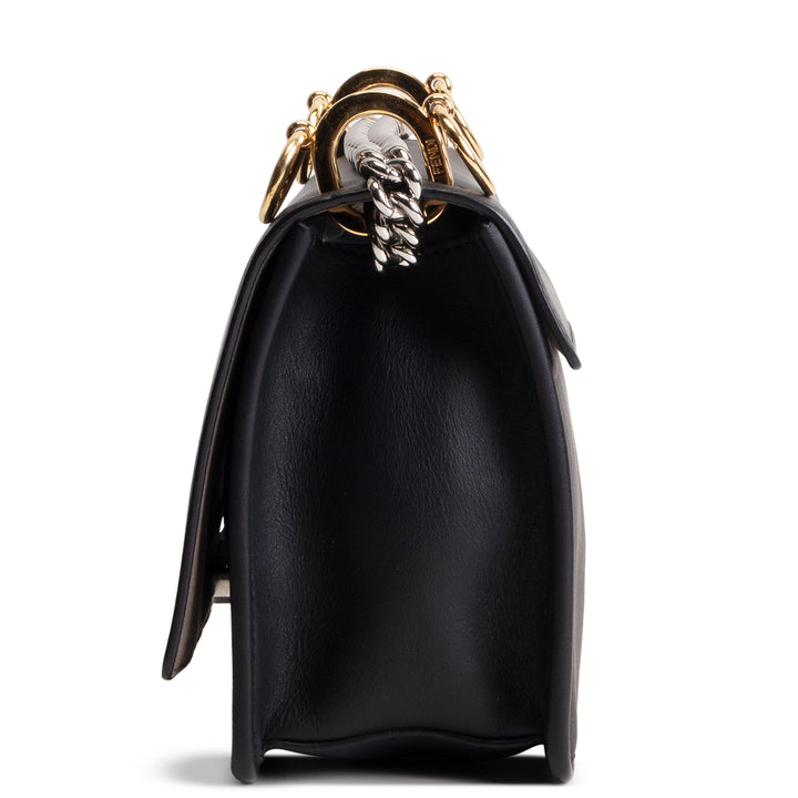 FENDI Leather Kan I F Shoulder Bag - Black