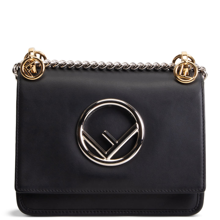 FENDI Leather Kan I F Shoulder Bag - Black