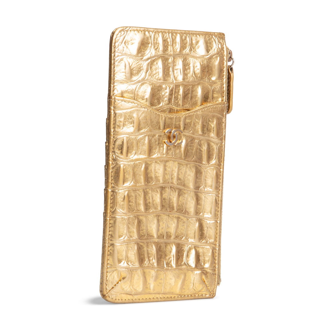 CHANEL Gold Crocodile Long Wallet