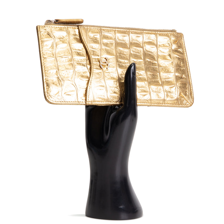 CHANEL Gold Crocodile Long Wallet