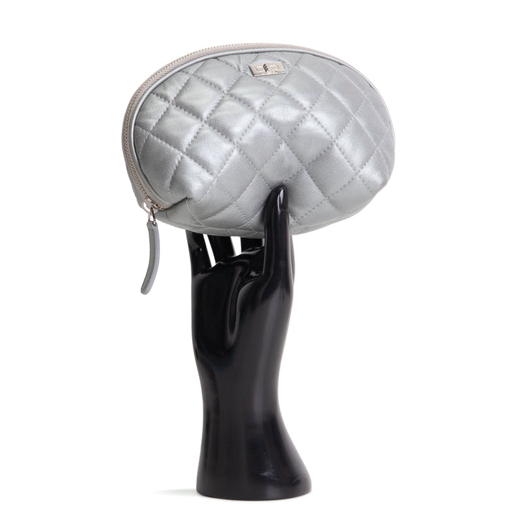 CHANEL Silver Quilted Leather Reissue Cosmetic Pouch