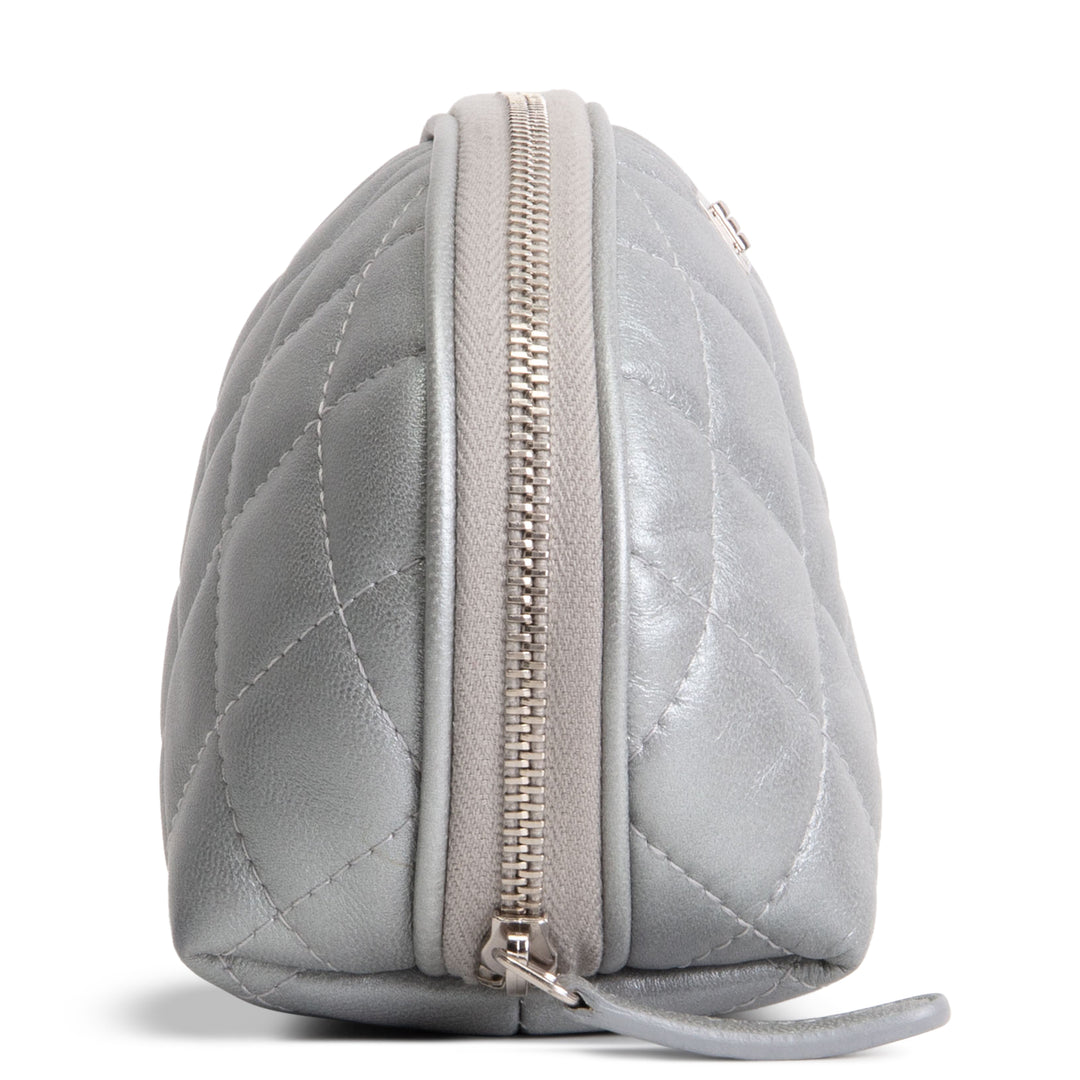 CHANEL Silver Quilted Leather Reissue Cosmetic Pouch