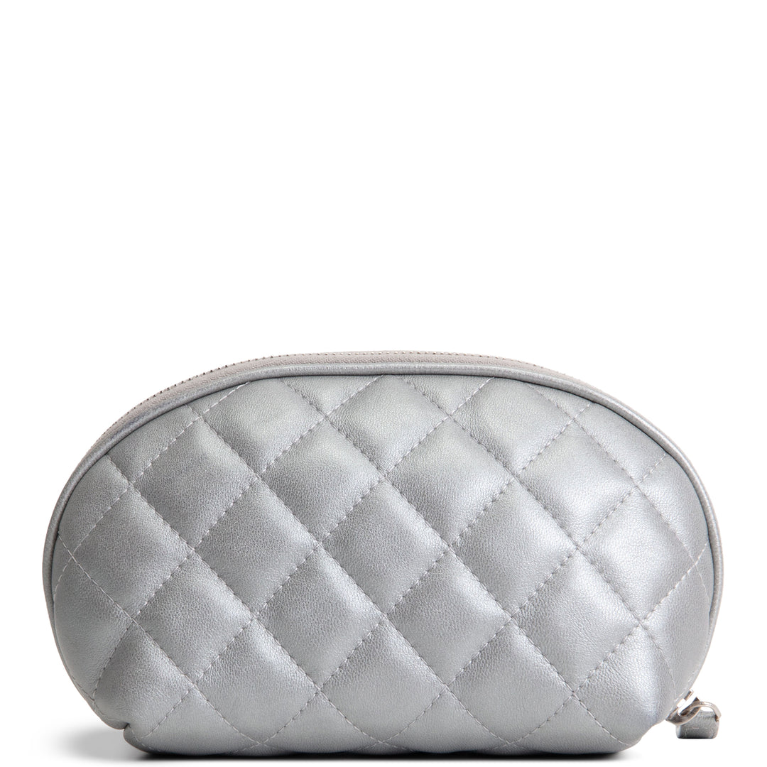 CHANEL Silver Quilted Leather Reissue Cosmetic Pouch
