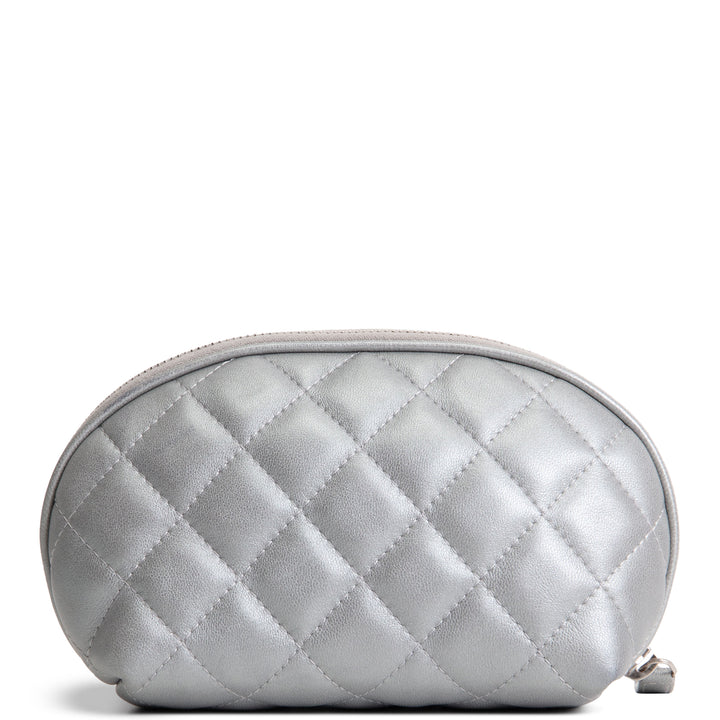 CHANEL Silver Quilted Leather Reissue Cosmetic Pouch