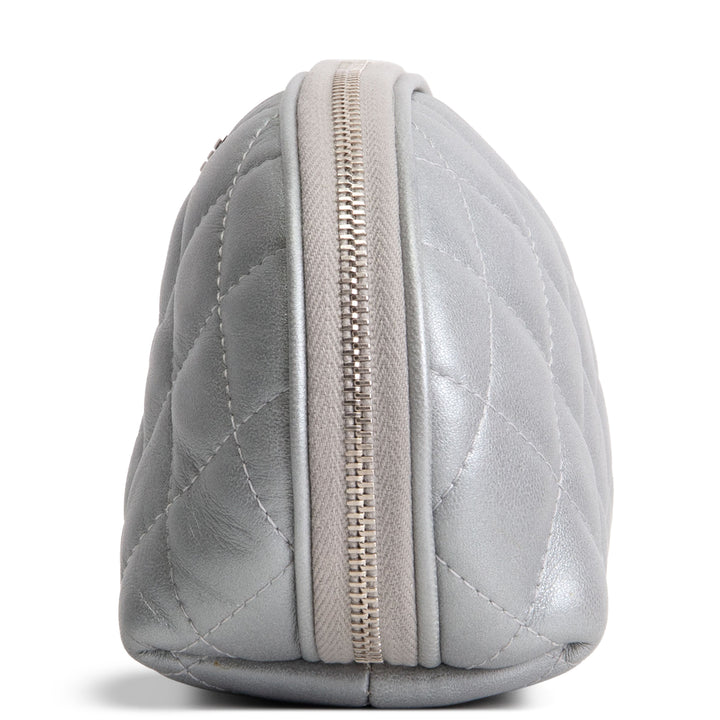 CHANEL Silver Quilted Leather Reissue Cosmetic Pouch