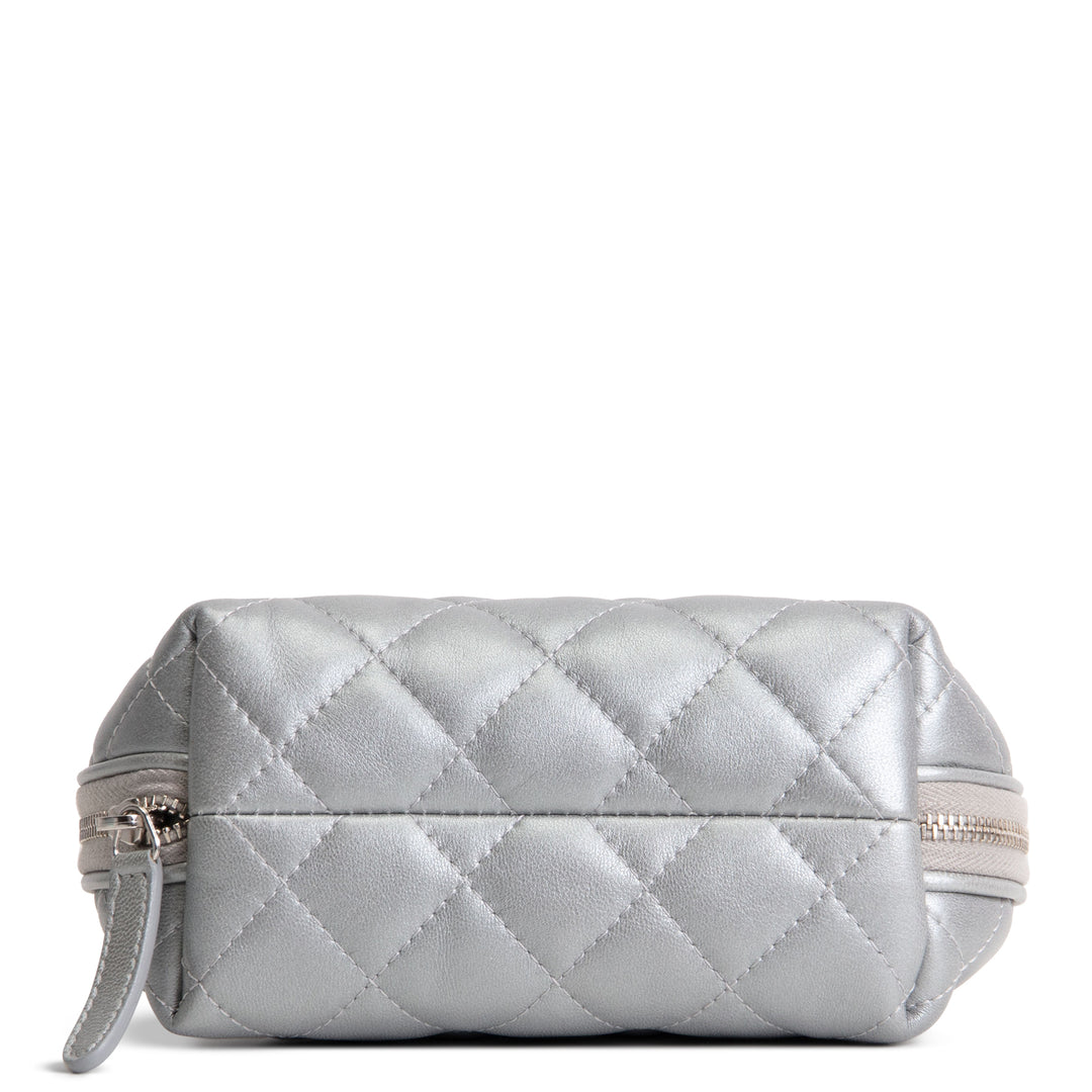 CHANEL Silver Quilted Leather Reissue Cosmetic Pouch