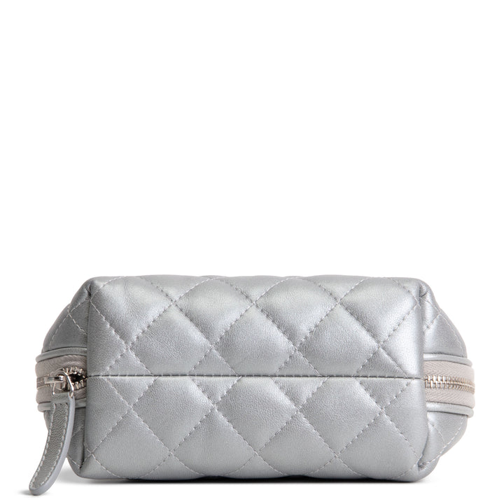 CHANEL Silver Quilted Leather Reissue Cosmetic Pouch