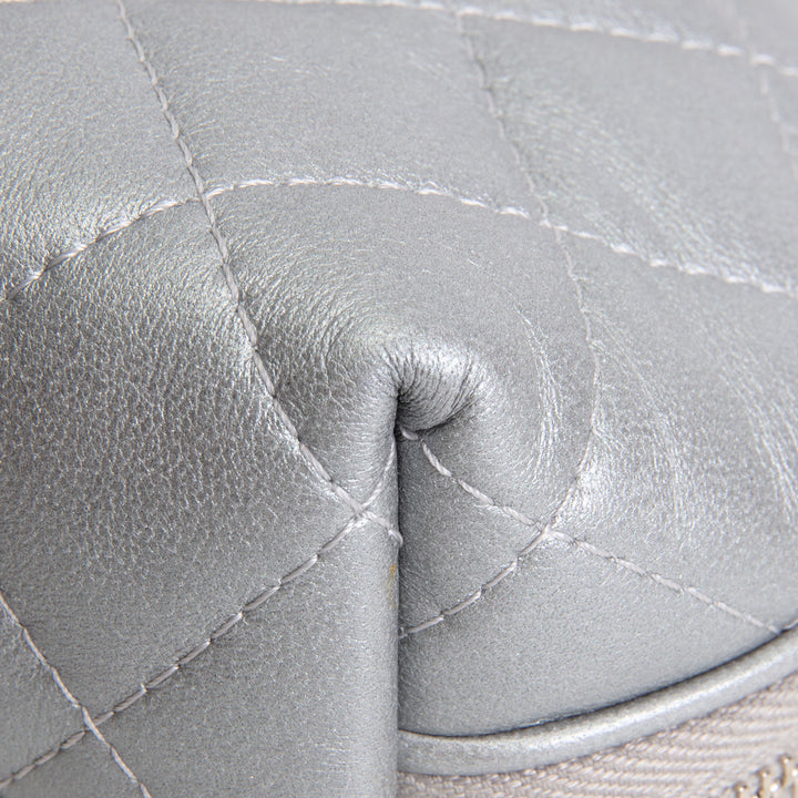 CHANEL Silver Quilted Leather Reissue Cosmetic Pouch