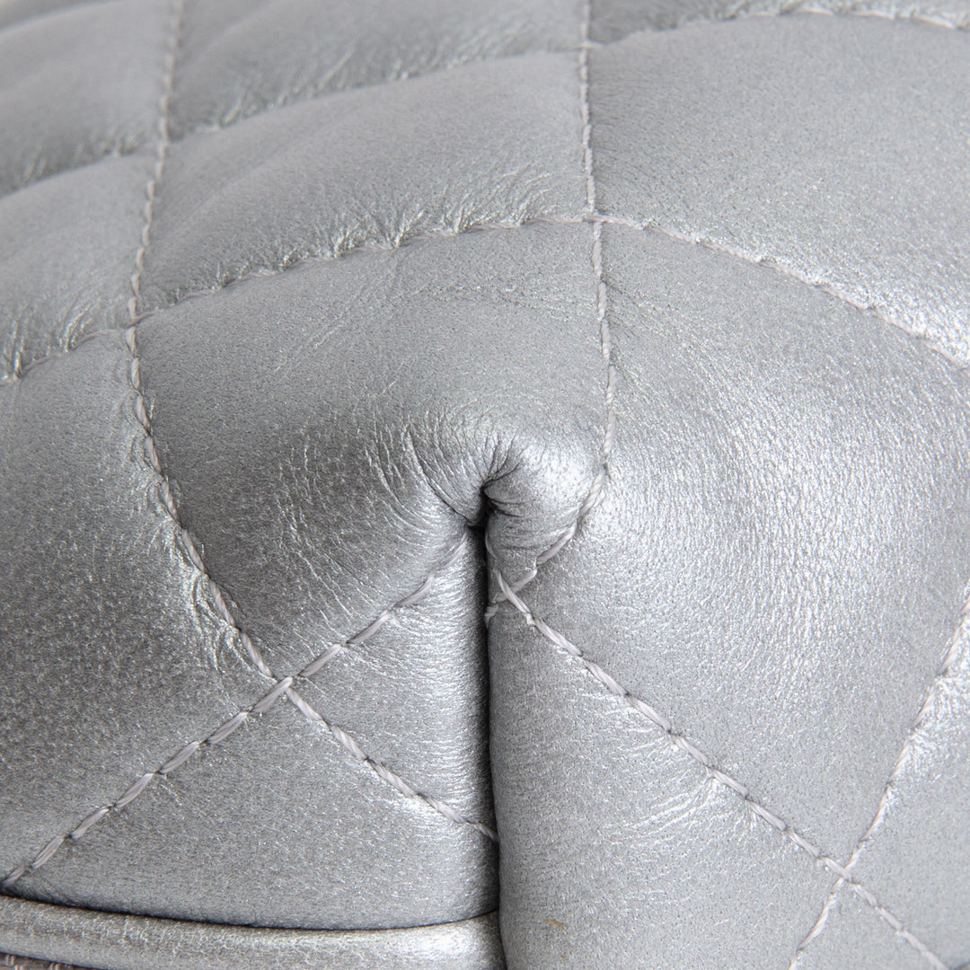 CHANEL Silver Quilted Leather Reissue Cosmetic Pouch
