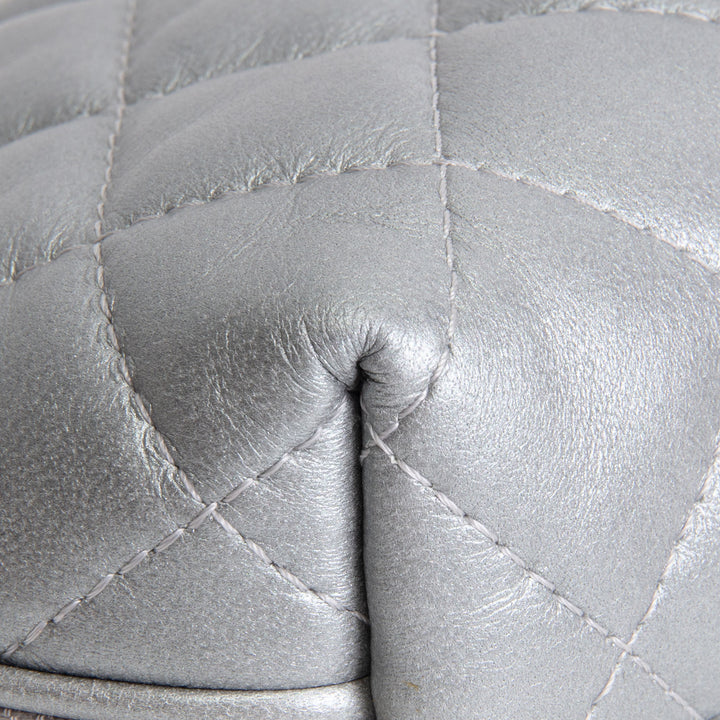 CHANEL Silver Quilted Leather Reissue Cosmetic Pouch