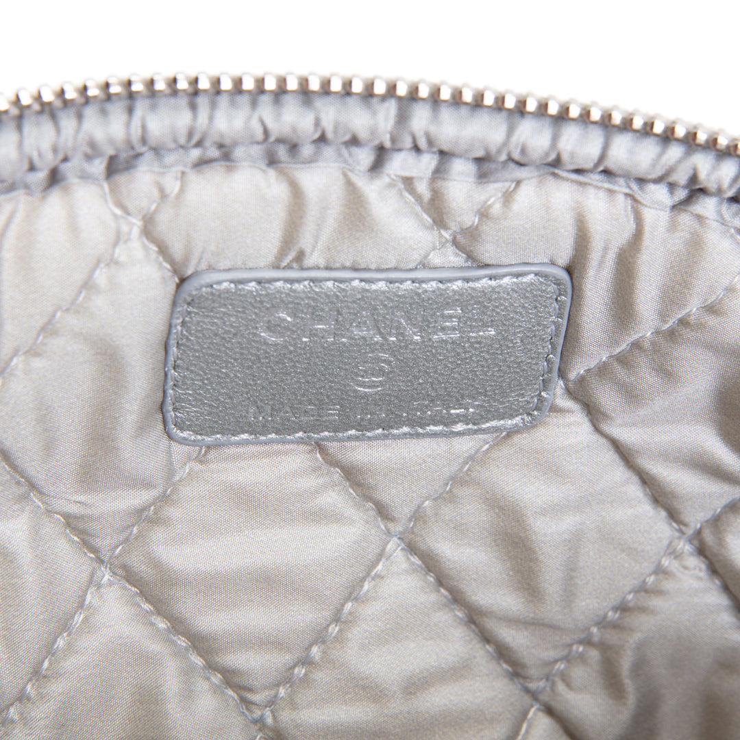 CHANEL Silver Quilted Leather Reissue Cosmetic Pouch