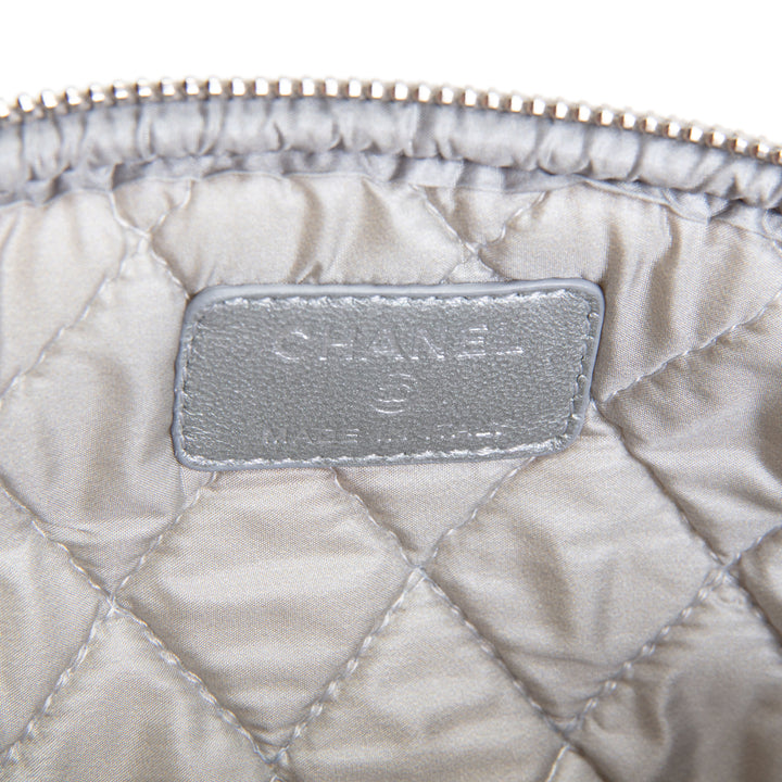 CHANEL Silver Quilted Leather Reissue Cosmetic Pouch