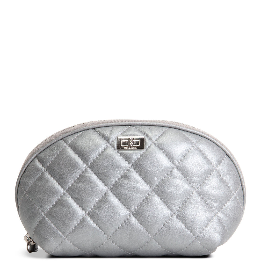 CHANEL Silver Quilted Leather Reissue Cosmetic Pouch