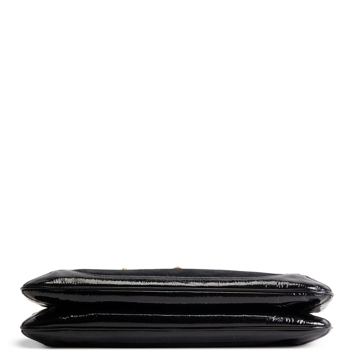 GUCCI Suede Bamboo Peggy Shoulder Bag - Black OUTLET FINAL SALE