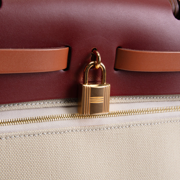 HERMES Military Toile Vache Hunter Herbag Zip 31