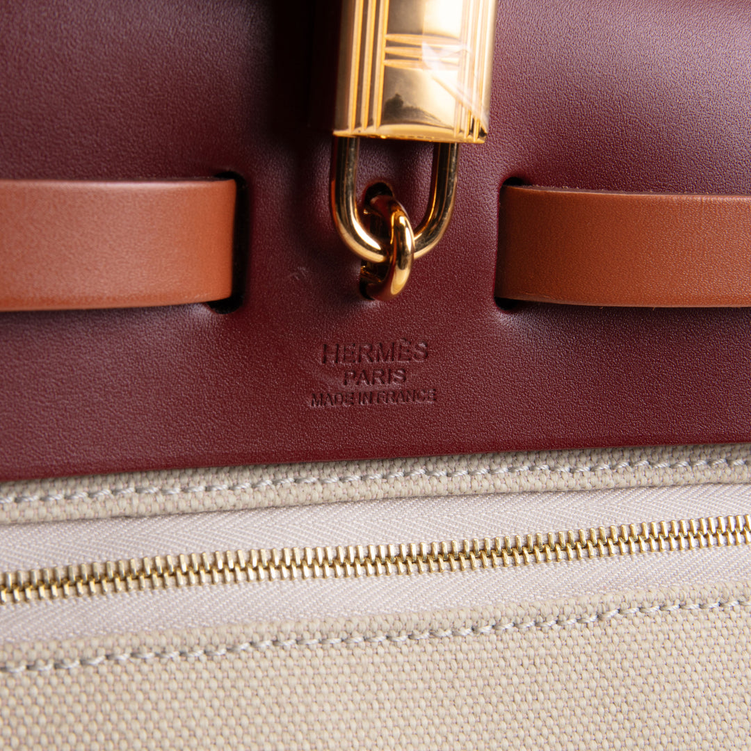 HERMES Military Toile Vache Hunter Herbag Zip 31