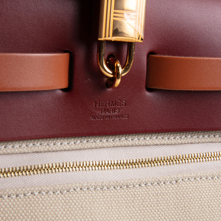 HERMES Military Toile Vache Hunter Herbag Zip 31