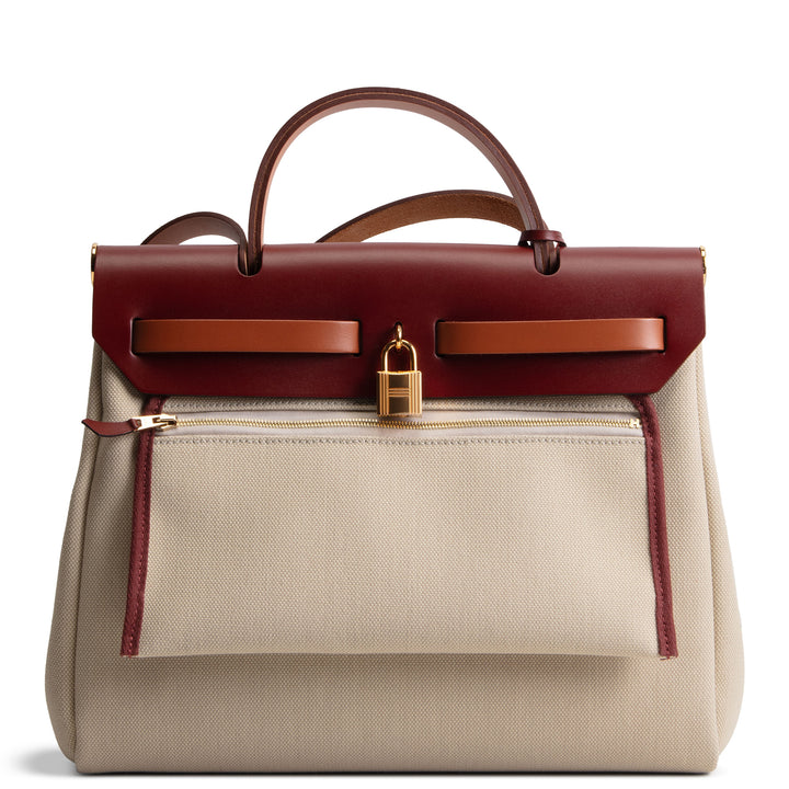 HERMES Military Toile Vache Hunter Herbag Zip 31