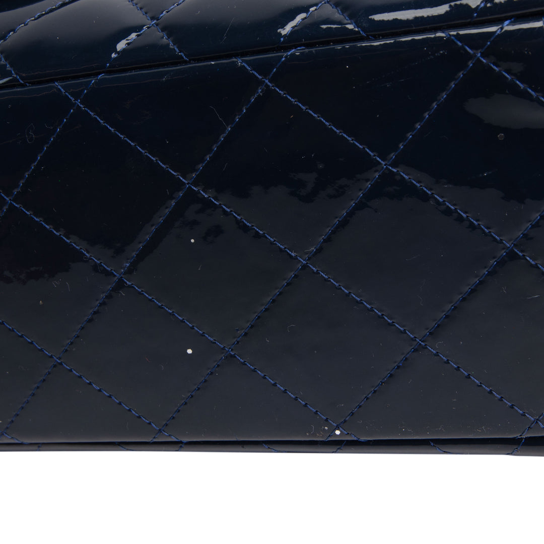 CHANEL Patent Maxi Single Flap Bag - Navy