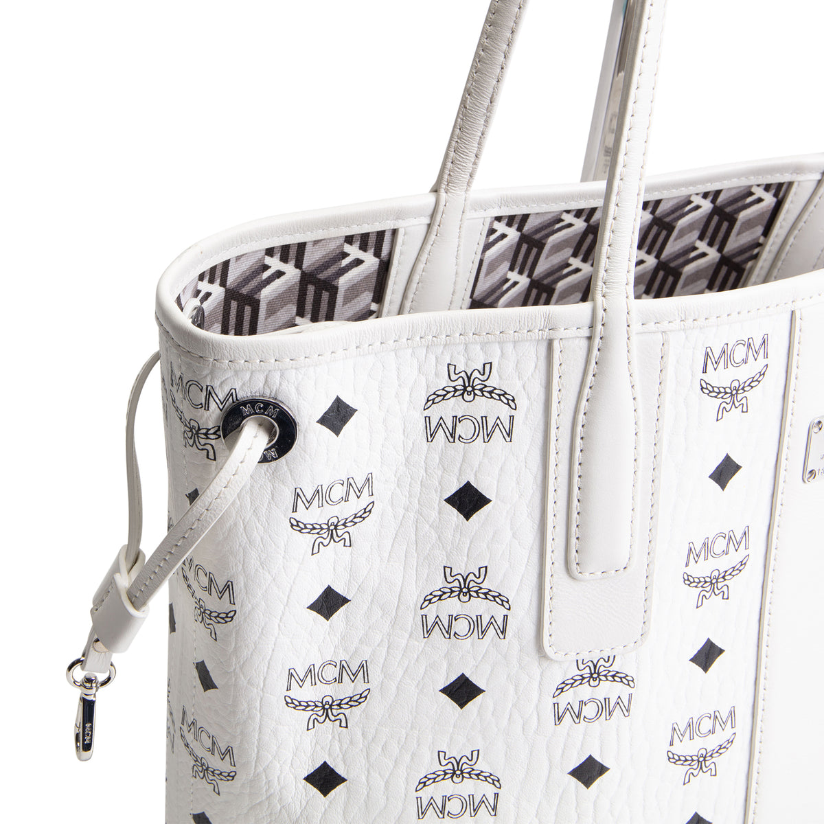 MCM Visetos Small Liz Tote - White