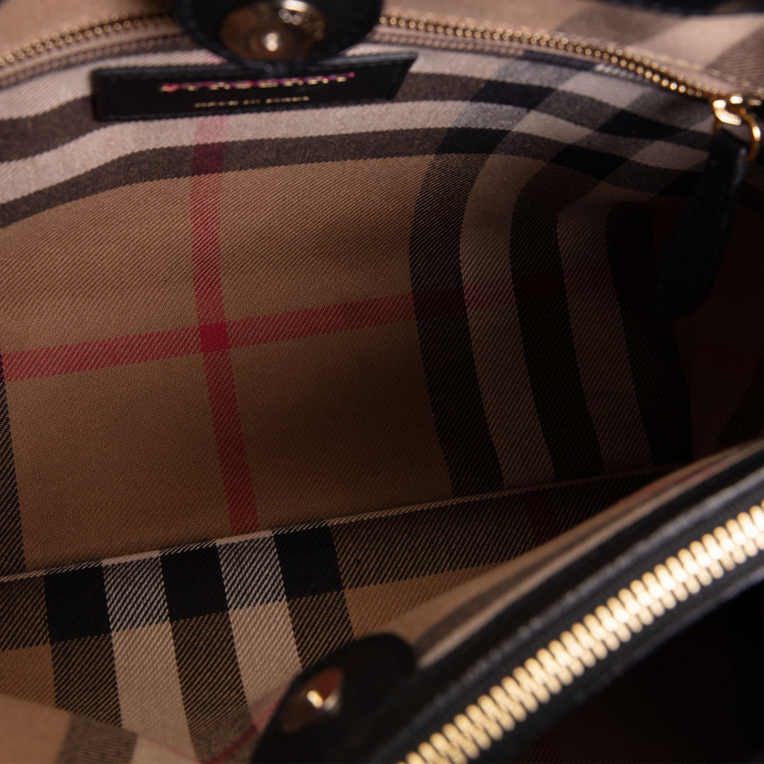 BURBERRY Calfskin Banner Tote - Python