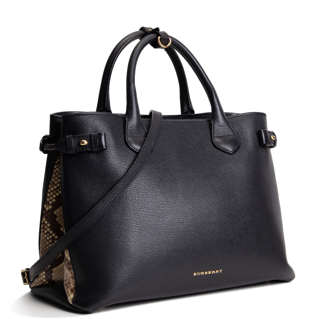 BURBERRY Calfskin Banner Tote - Python