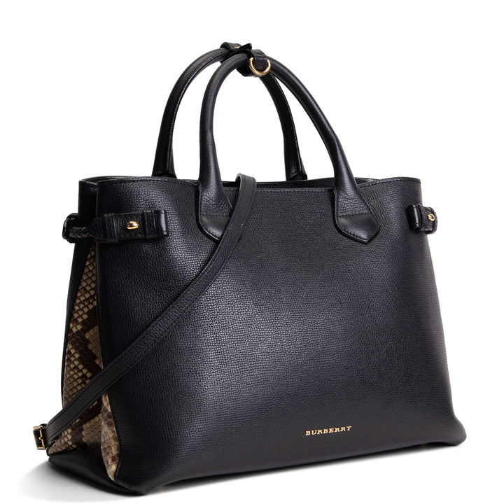 BURBERRY Calfskin Banner Tote - Python