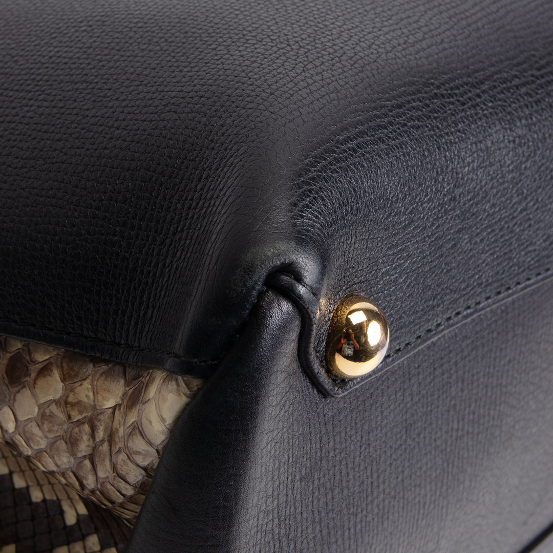 BURBERRY Calfskin Banner Tote - Python
