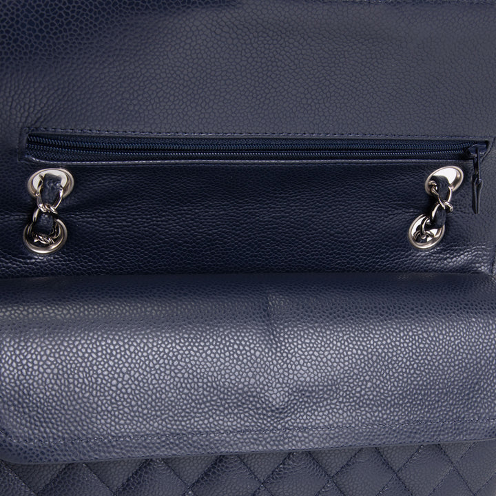 CHANEL Classic Caviar Medium Double Flap - Navy Blue