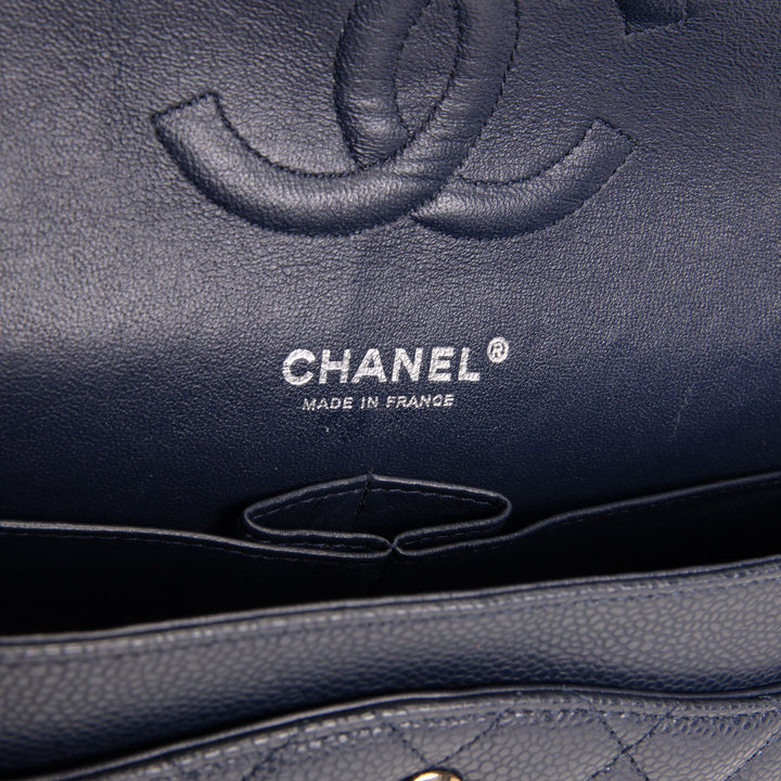 CHANEL Classic Caviar Medium Double Flap - Navy Blue