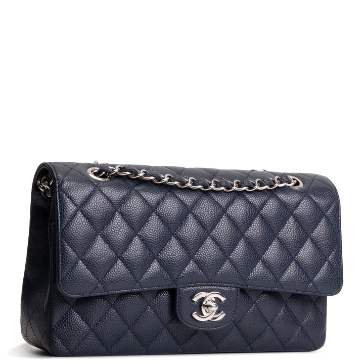 CHANEL Classic Caviar Medium Double Flap - Navy Blue