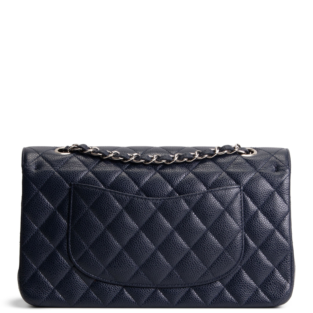 CHANEL Classic Caviar Medium Double Flap - Navy Blue